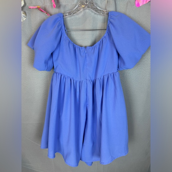 Blue Blush Blue Off the Shoulder Sacred Lotus Romper- Sz Medium - Picture 8 of 10